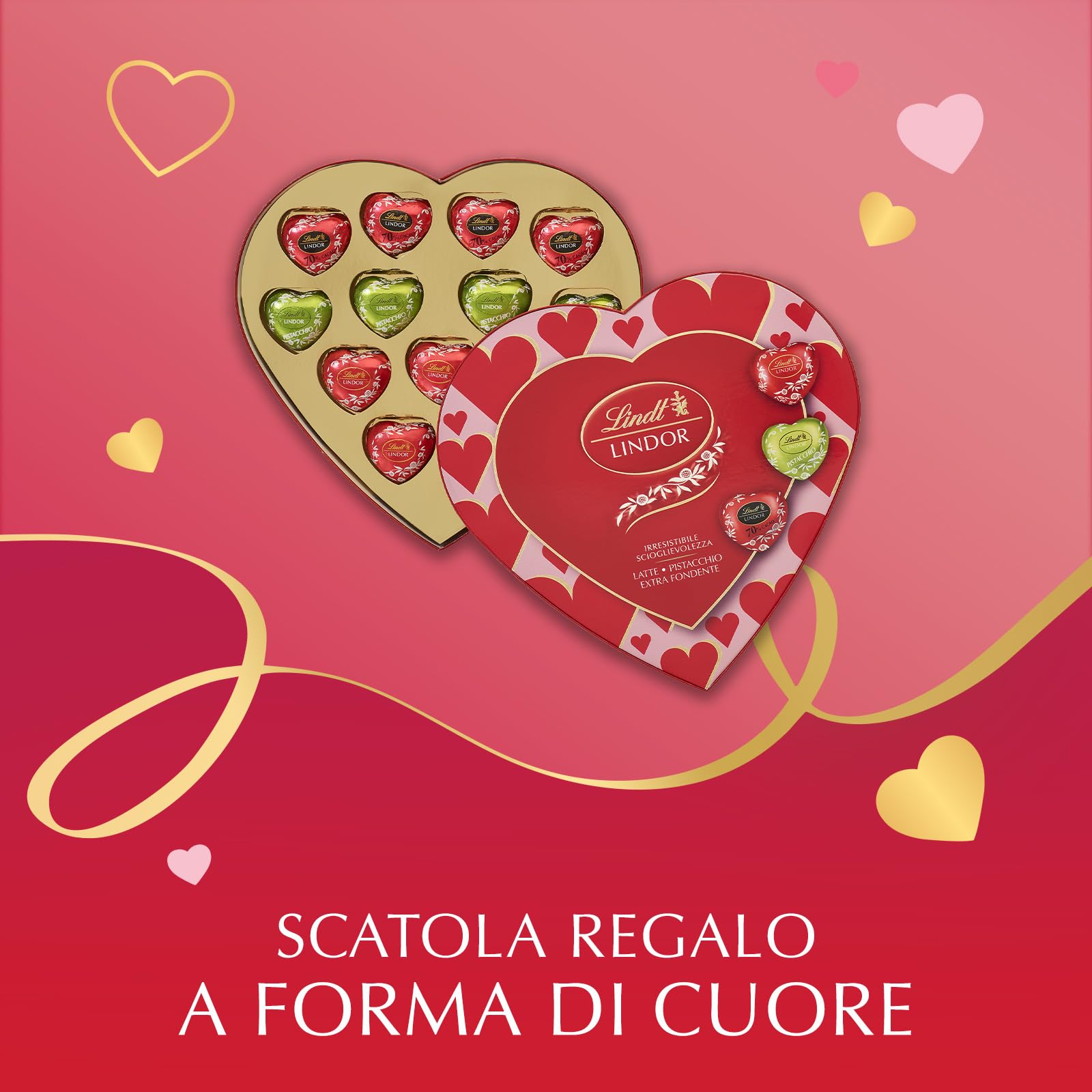 Lindt San Valentino Scatola Regalo a Forma di Cuore Assortita con cioccolatini Lindor, Formato 178 g