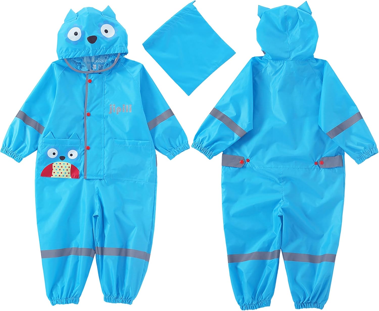 Kids Toddler Rain Suit for Boys Girls One Piece Hoodie Zipper Cute Cartoon Waterproof Rain Jacket 1-10 Years S-XL Size - Image 6