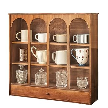 美品　木製キャビネット 棚　ローボード　収納家具　食器棚　飾り棚 ぼん家具 食器棚 キッチン 収納 キッチンボード おしゃれ カップ