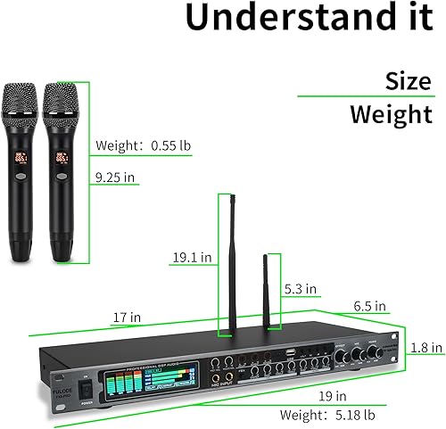 Vista 18 de AX-666 Procesador de karaoke profesional KTV Mezclador con micrófonos inalámbricos duales, Efector digital de pre-etapa Sistema de procesador