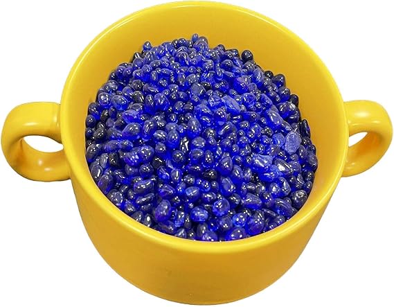 KISEER Clear Aquarium Glass Stone Bulk 1 LB Sea Glass Beads Gems Marbles Pebbles Gravel Rock for Aquarium, Fish Tank, Garden, Vase Fillers, Succulent Plants Decor (Blue)