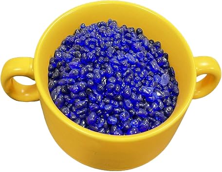 KISEER Clear Aquarium Glass Stone Bulk 1 LB Sea Glass Beads Gems Marbles Pebbles Gravel Rock for Aquarium, Fish Tank, Garden, Vase Fillers, Succulent Plants Decor (Blue)