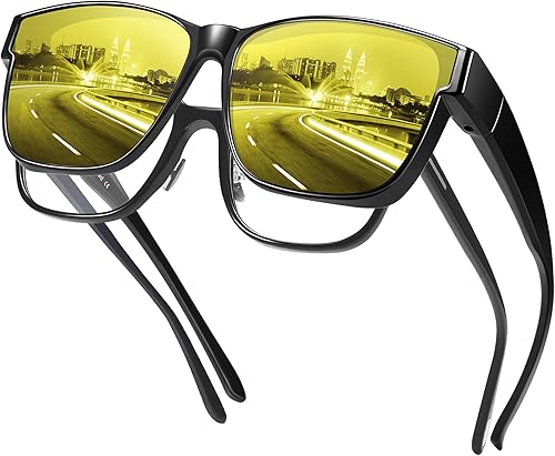 URUMQI Gafas de conducción de visión nocturna para hombres y mujeres, lentes polarizadas antirreflejos, lentes amarillas