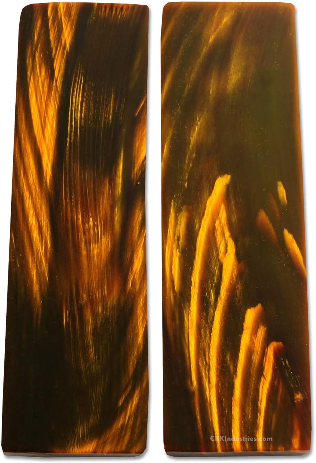 Buffalo Horn Handle Scales - (Flat Top) - (Amber/Brown) - (3.50 x 1.0 x 0.156)