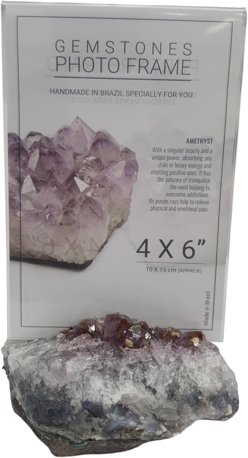 Photo Frame Amethyst 4x6 Stone Figurine Minerals Fossils Healing Crystals Stone BCA92 Geofossiles