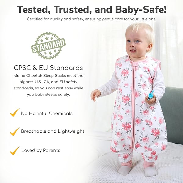 Mama Cheetah Gigoteuse pour Tout-Petit avec Pieds 4-5 T, 0,5 TOG en Coton Biologique avec Jambes, pour Marcheurs avec Fermeture éclair à 2 Voies, Gigoteuse pour Filles et garçons, 2 Paquet Très Grand - 3
