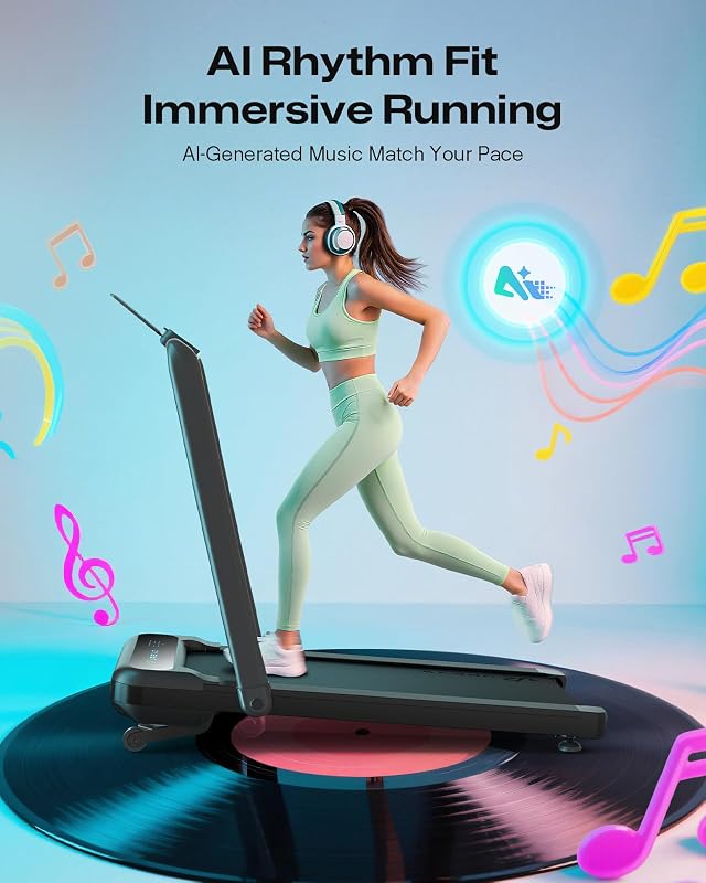 UREVO Smart Treadmill with 9% Incline, 3-in-1 Foldable Treadmill with Handle for Home/Office Fitness, Runner-Focused Design, 6 HIIT Programs & Auto Incline Follow Mode, 2 Display Screens, Plug & Play image 3