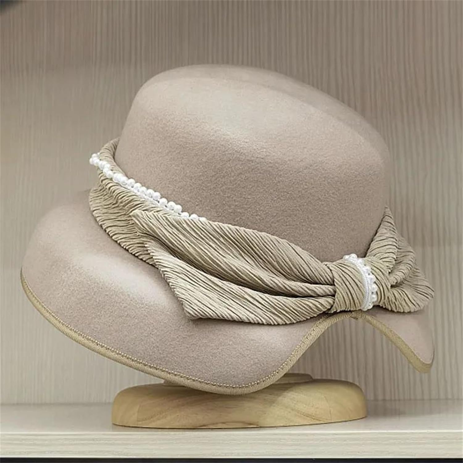 Ladies Wool Hat s Band Big Bow Cloche Hats Wedding Party Church Hat For Women Winter Fedora Hat