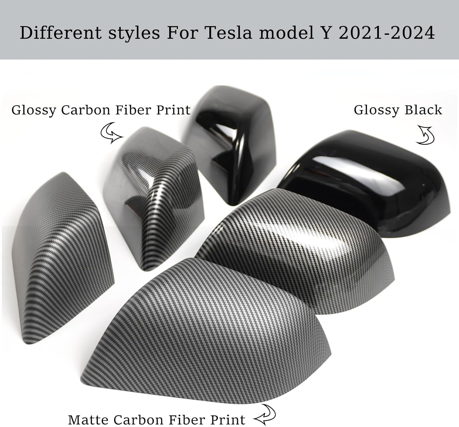 2Pcs Mirror Caps Guard For Tesla Model Y Rearview Cover, Compatible with Model Y 2021-2024 ABS Rear Side Mirror Cover Exterior Accessories (Matte Carbon Fiber Print, Model Y)