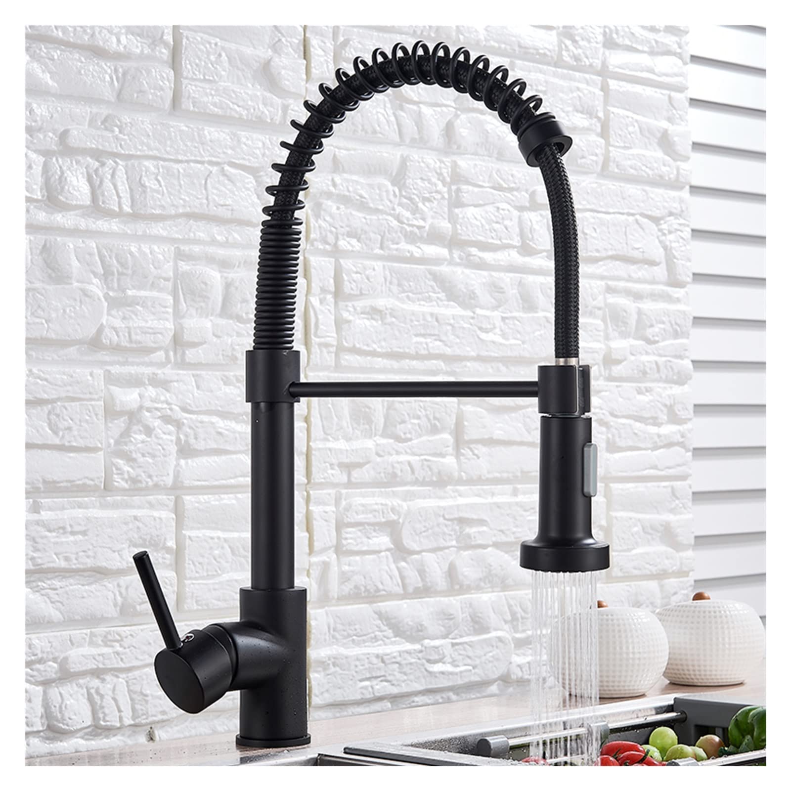 Yadzisw Matte Black Kitchen Faucet With 360° Swivel Pull Down Sprayer, 2-Function Mixer Tap For Modern Sinks
