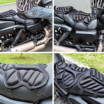 REVXON Motorcycle Seat Cushion for Sym VS Excel II 150 cc/Wolf 125/300/Classic/SB125N/SB125Ni/SB250Ni, Breathable 3D Air Mesh Motorcycle Seat Pad Shock Absorbing for Long Ride Comfort