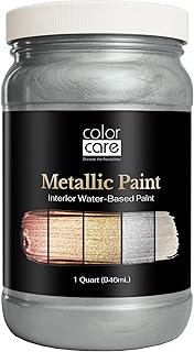 Metallic Paint Collection – 1 Quart | 13 Rich Colors & 2 Sheens | Premium Water-Based, Low-Odor Metallic Paint for Walls, Furniture, Décor & Crafts | Durable, Quick-Drying Shimmer Finish (Pack of 1 or 2) (1, Platinum - Matte)