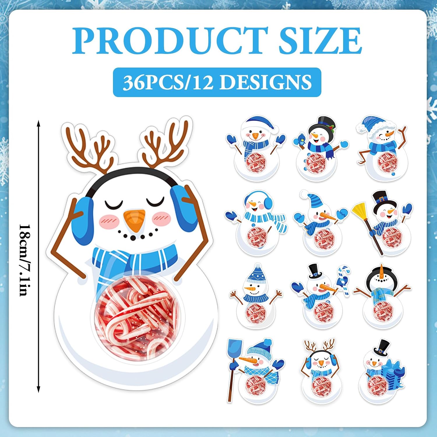 Whaline 36 Pack Winter Cards with Domes DIY Winter Candy Greeting Cards with Clear Dome Shaker Snowman Chocolate Holder for Christmas Holiday Party Treat DIY Crafts Gift Rewards Supplies, 12 Styles image 2
