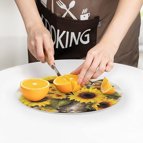 Miniatura 7 de Girasoles con mariposasTablas de cortar de vidrio templado para cocina, resistente a los arañazos, resistente al calor, antideslizante, con patas de