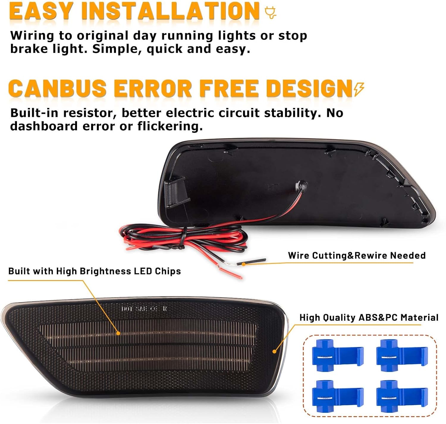 Gempro Rear Bumper Led Reflector Lights Lamp for 2011-2021 Jeep Grand Cherokee, 2013-2017 Patriot, 2011-2020 Dodge Journey, 2PCS (Smoked Len)