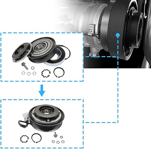 Miniatura 5 de Kit de reparación del conjunto del embrague del compresor de CA compatible con Dodge Ram 1500 5.7L 2014 2015 2016 2017 2018# AIG380-CL 68140664AC