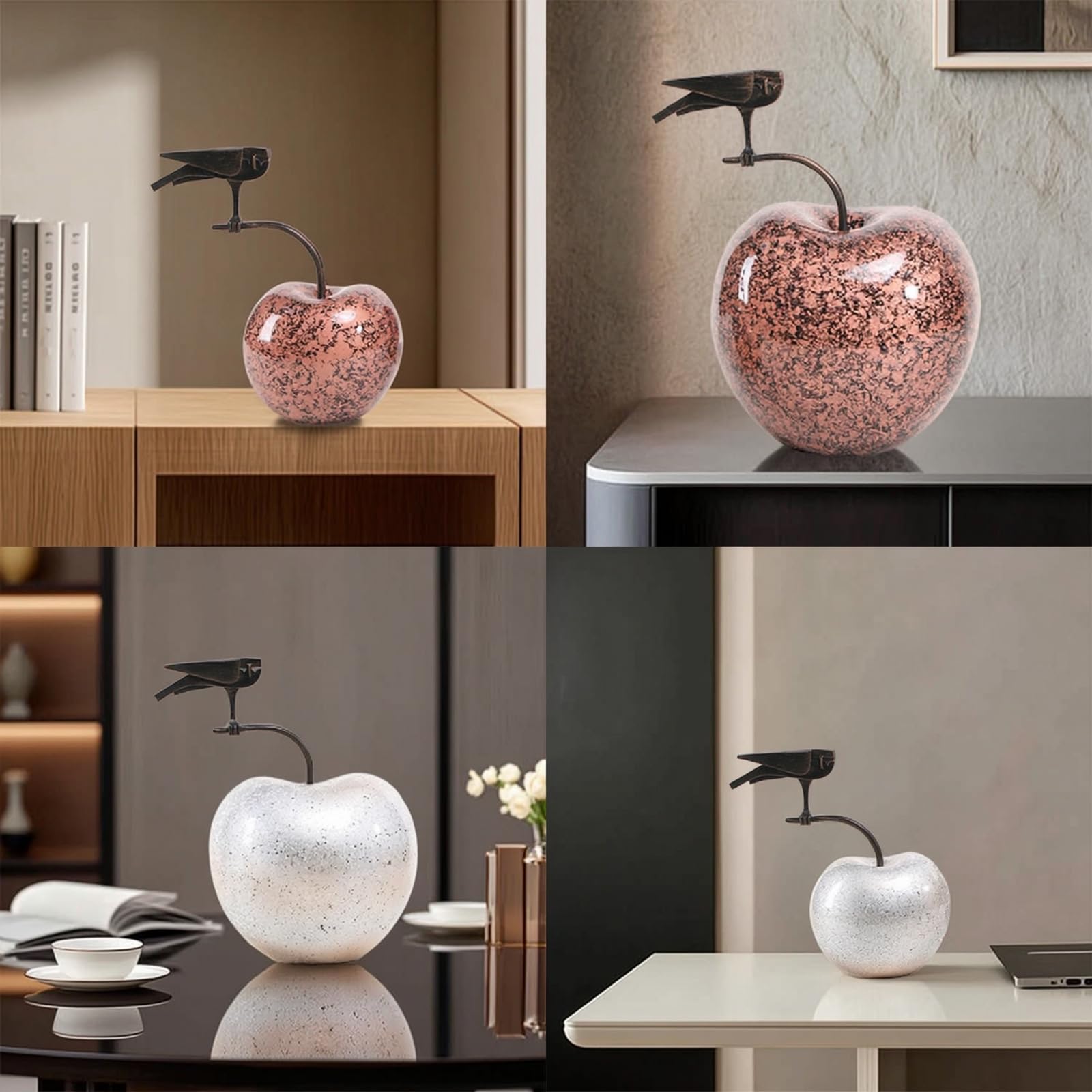 Apfel stilvoll Apfel mit Metallstiel minimalistisch Apfelration für Wohnzimmer, Regal, Flur, L for Apple