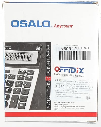 Miniatura 9 de OFFIDIX Calculadora electrónica de llave de computadora de oficina, calculadoras financieras para cosas bancarias y contabilidad, pantalla de 12