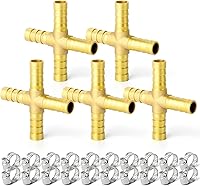 Vista 12 de GASHER 2 piezas de púas de manguera de latón en T, accesorio de manguera de 3 vías (púa de manguera de 1,27 cm x 1,27 cm x 1,27 cm) con 6