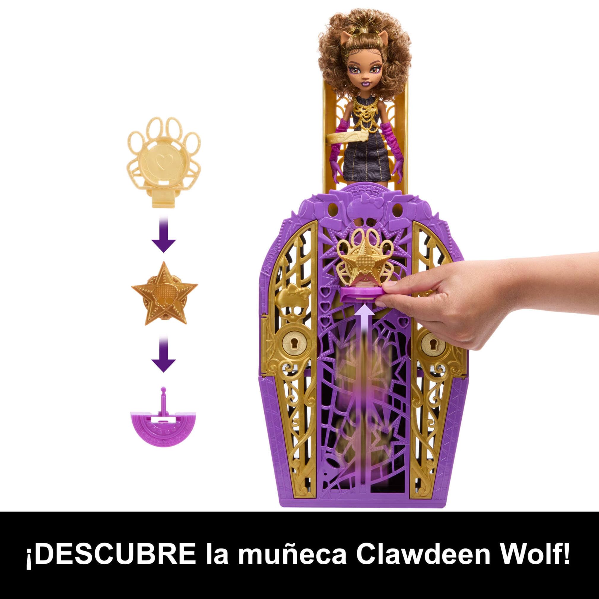 Monster High Skulltimate Secrets Hauntlywood Mysteries Clawdeen Wolf Conjunto de muñeca y accesorios, con armario y más de 19 sorpresas con mucho glamour, incluida ropa de muñeca, JBG80