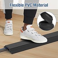 Vista 5 de Eapele - Cubierta para cable de piso de 2 m, protector de cables resistente, fácil de desenrollar, evita riesgos de caída para el hogar, oficina