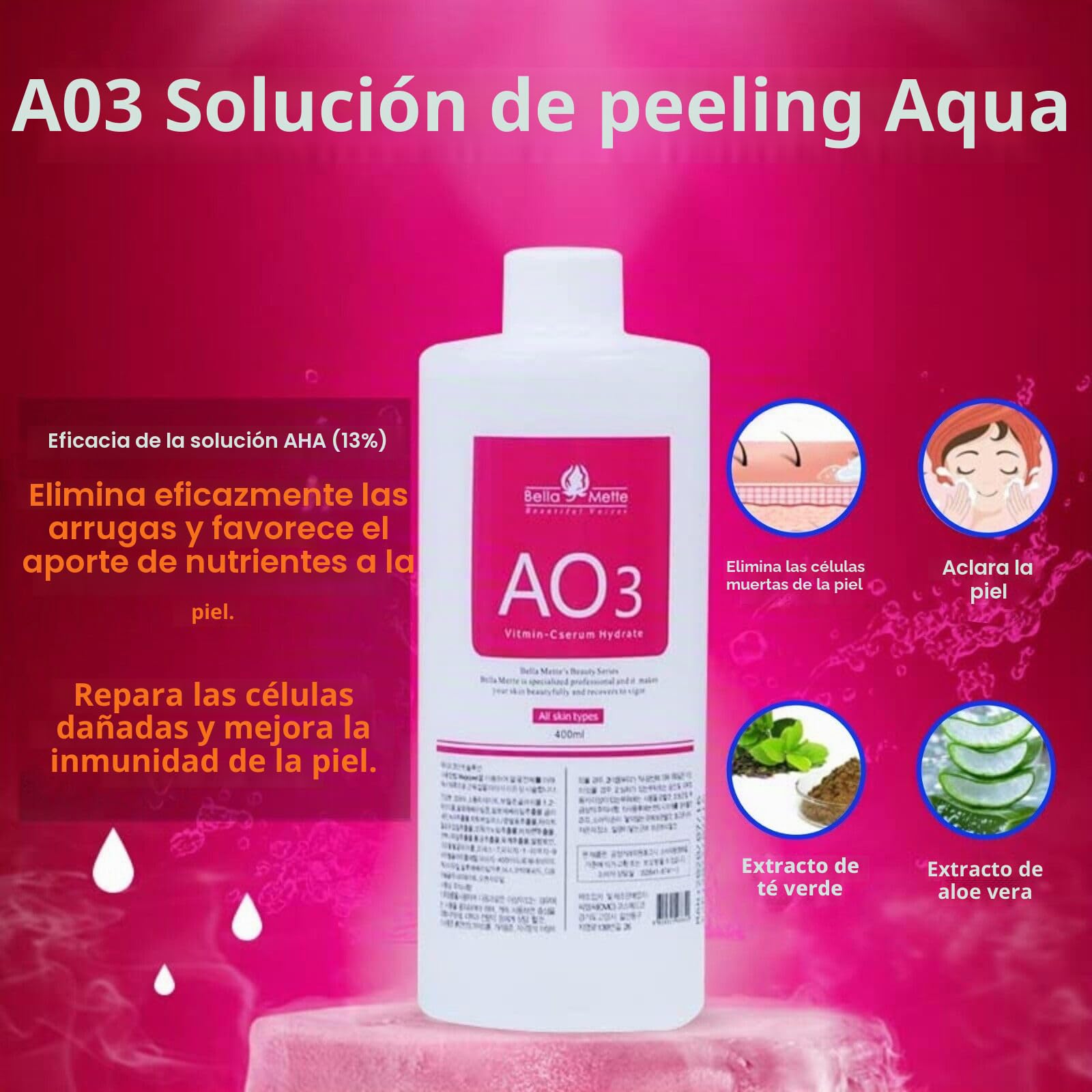 P-Beauty Aquafacial AS1, SA2, AO3 - Paquete combinado para hidrodermoabrasión - Exfoliante, hidratación y vitaminas, limpieza profunda y regeneración de la piel, ideal para todos los tipos de piel