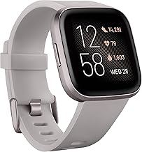 Fitbit Versa 2 Health & Fitness Smartwatch with Heart Rate, Music, Alexa Built-in, Sleep & Swim Tracking, Stone/Mist Grey, One S (Renewed)