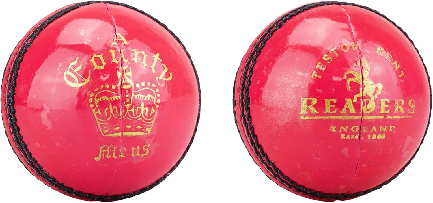 Readers County Crown Cricket Ball, Pink - Mens, Womens & Youths