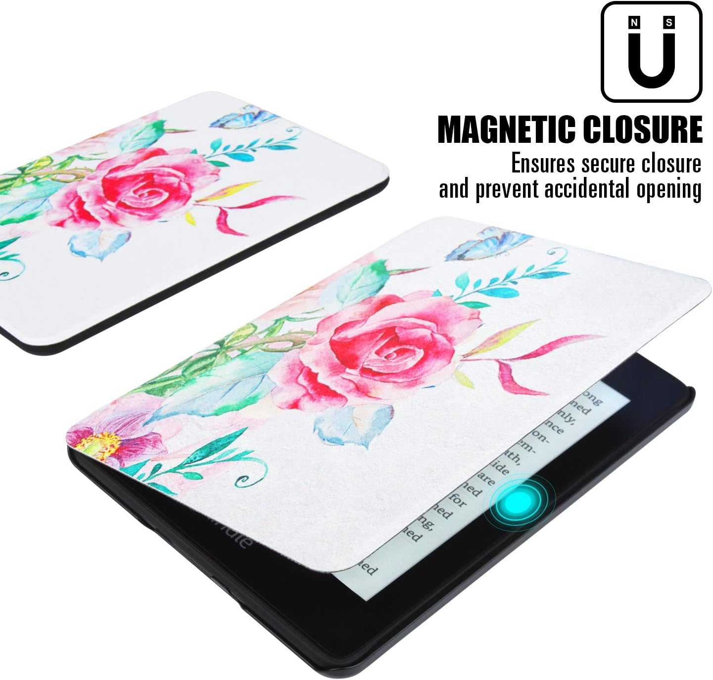 AIMERDAY Print Case for All-New Kindle Paperwhite, Premium PU Leather Case Smart Slimshell Protective Cover with Auto Wake / Sleep for Kindle Paperwhite 2018 10th (Not fit Paperwhite Prior to 2018)