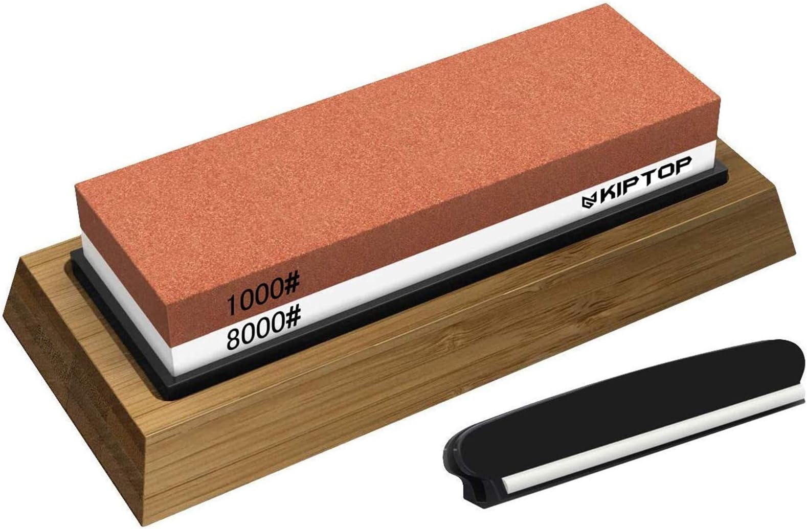 Whetstone Knife Sharpening Stone 2 Side Grit 1000/8000 Waterstone | Best Premium Whetstone Sharpener | Nonslip Bamboo Base & Angle Guide for Kitchen, Woodwork, Outdoors