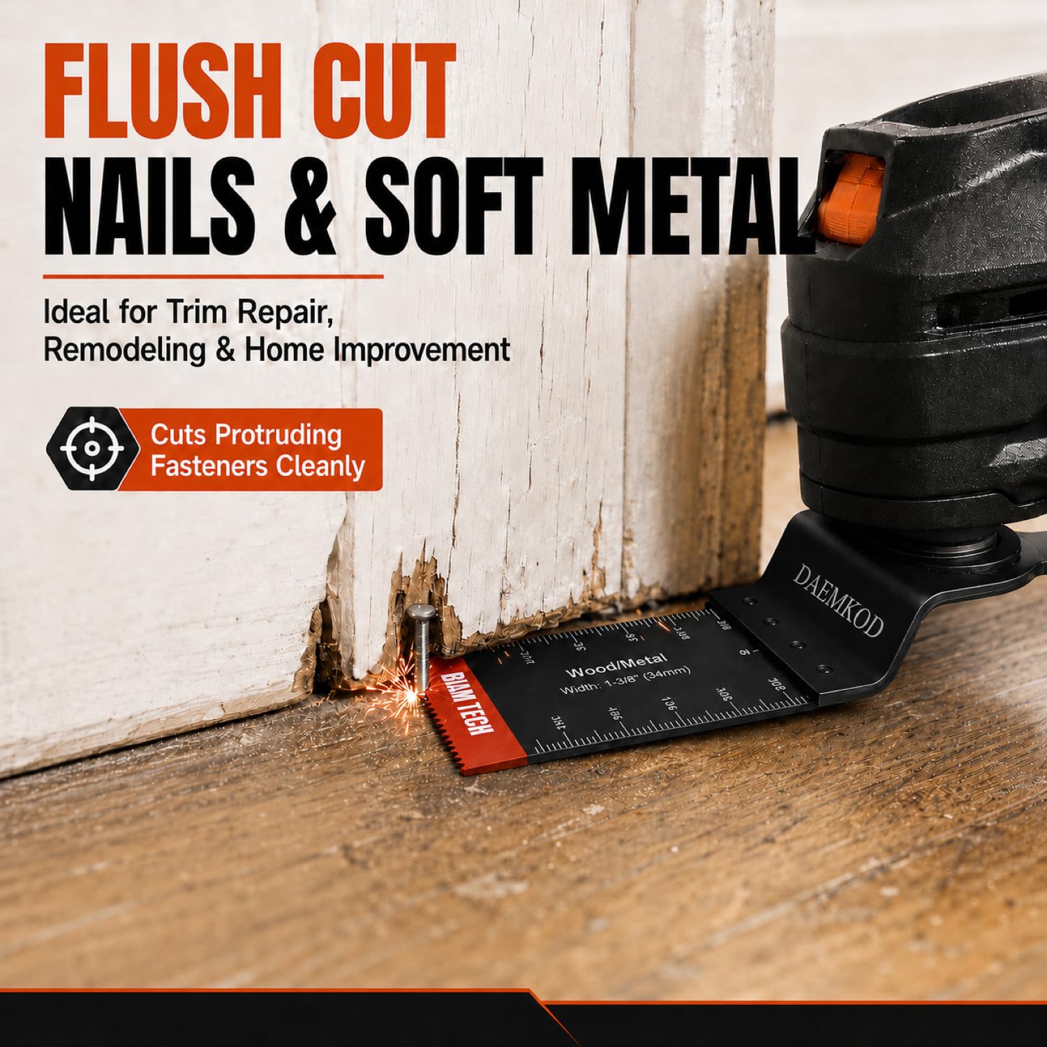 Paquete de 50 hojas de sierra oscilantes bimetálicas para corte de metal, cuchillas multiherramienta para metal blando, madera dura, plástico, cuchillas oscilantes de 34 mm, kits de cuchillas