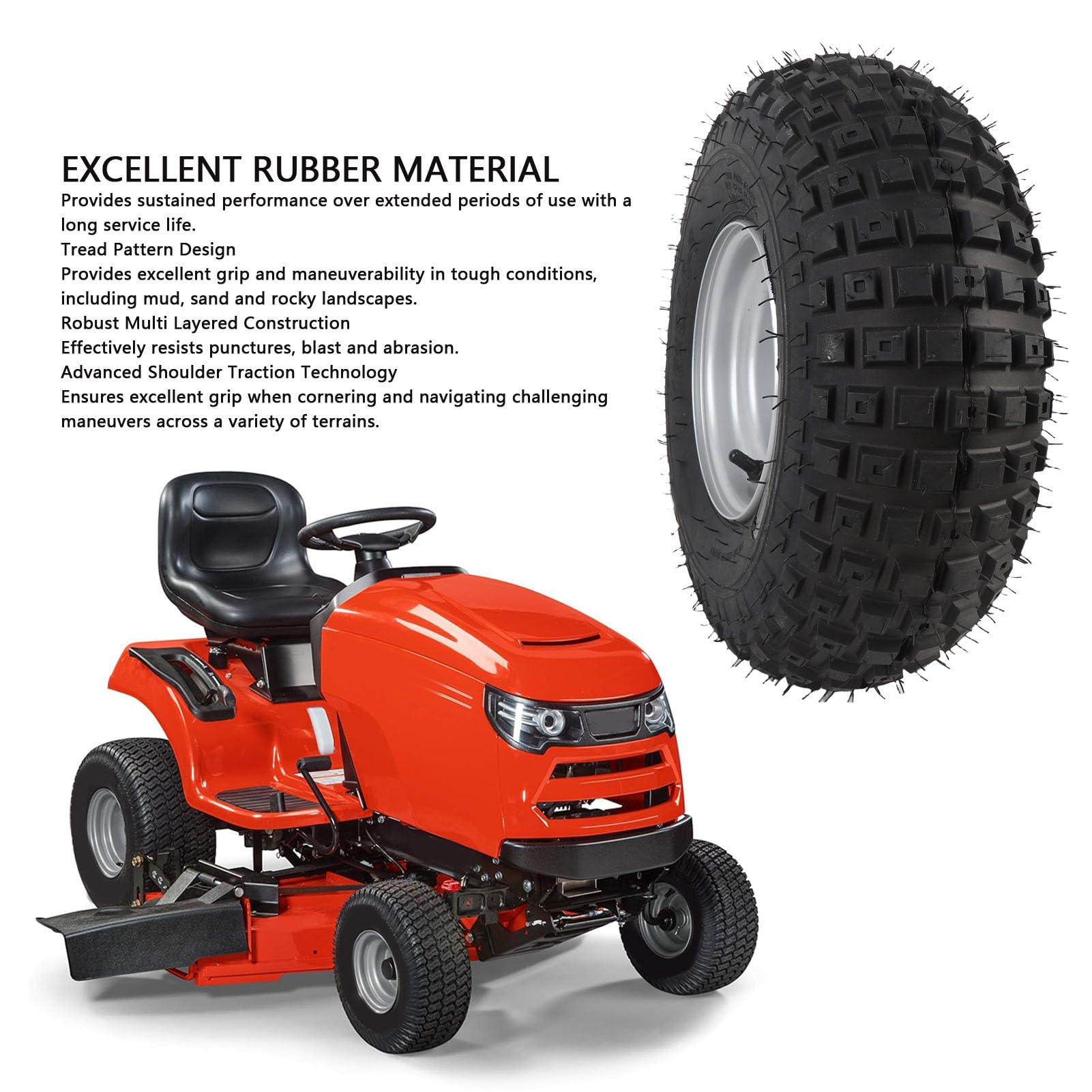 Ausla Pneus de VTT 16x8-7 avec Jantes, Alliage en Aluminium All Terrain 4 Trous Tire de Roue avec Jantes Assorties pour UTV Quad Off Road Go Kart, Charrette, Mini Vélo, Tondeuse à