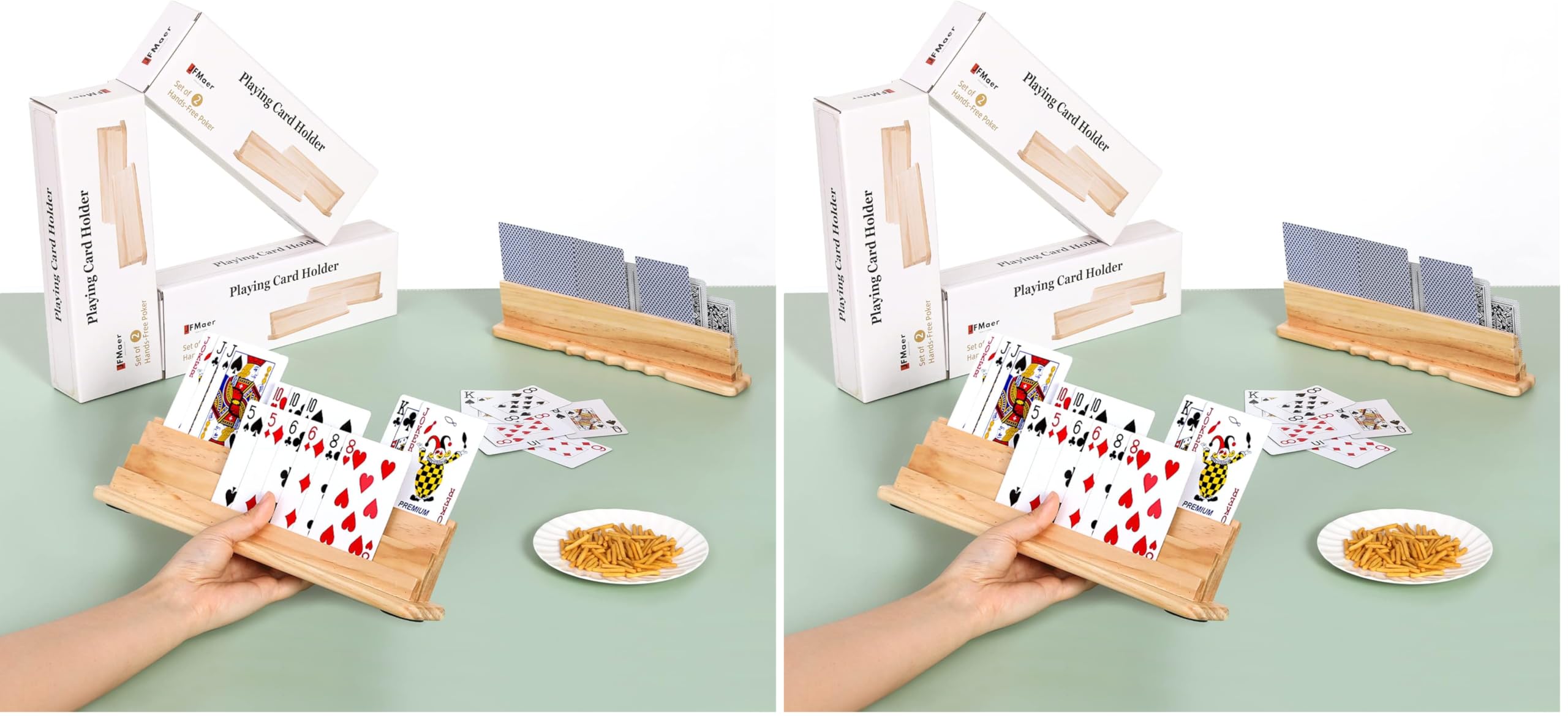 wefaner Spielkartenhalter für Spielkarten, 2 Stück Spielkartenständer aus Holz, Behält Stets den Überblick, Spielkartenständer Kartenhalte Für Senioren (Packung mit 2)