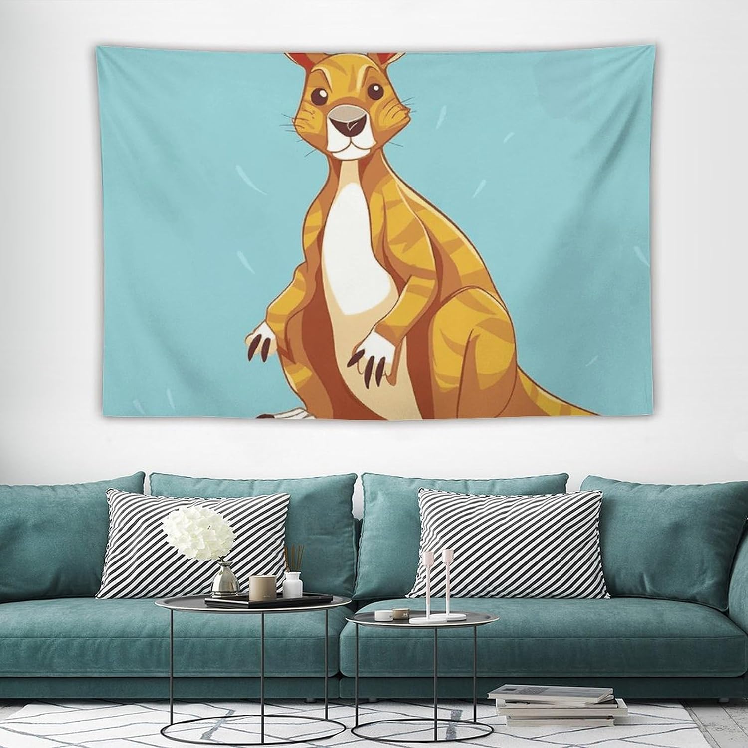 KLWQR Funny Cartoon Kangaroo Zoo Tapestry Wall Hanging Modern Backdrop Poster Aesthetic Artwork Wall Art for Party Decor Home Bedroom Living Room College Dorm 40"x60" image 3