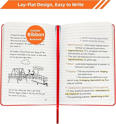 Miniatura 4 de Cuadernos de rayas universitarias, paquete de 6 cuadernos rayados A5, 200 páginas de papel grueso de 3.53 ozm, tapa dura, 8.25 x 5.75 pulgadas, rojo