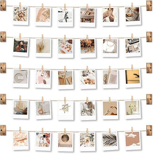 Miniatura 7 de Emfogo Marcos de fotos colgantes para colgar en la pared, 4 x 6 pulgadas para colgar en la pared con 30 clips para pared de varias fotos para