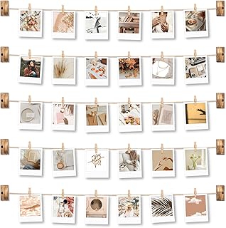 Emfogo Picture Frames Collage Wall Decor Photo Collage Picture frames 4x6 for Wall Hanging with 30 Clips Multi Photo Display for Dorm Room Decor