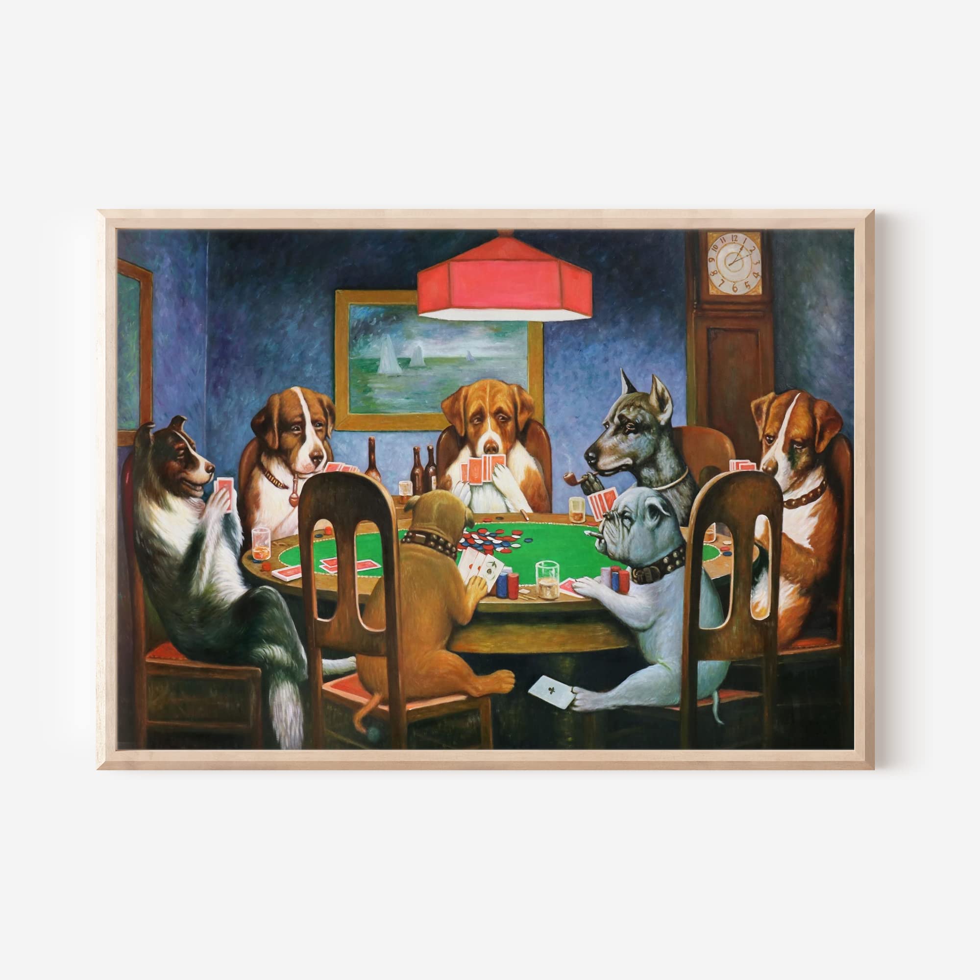 Buyartforless Quadro Incorniciato Con Stampa 'Busted' Di C.M. Coolidge - Cani Che Giocano A Poker, 36x24 Pollici, Nero