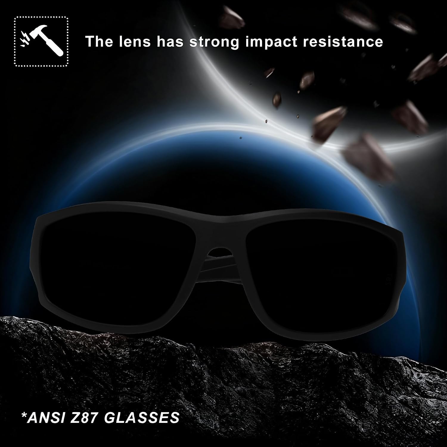 WISTON XL Z87 Wrap Around Sunglasses for Big Heads Men Women,Super Dark TR90 Ultralight UV400 Protective Safety W8707