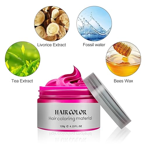 Miniatura 4 de Temporary Hair Color Wax 4.23 oz-Instant Hairstyle Cream Hair Pomades Hairstyle Wax for Party Cosplay Easy Cleaning (1, Pink)