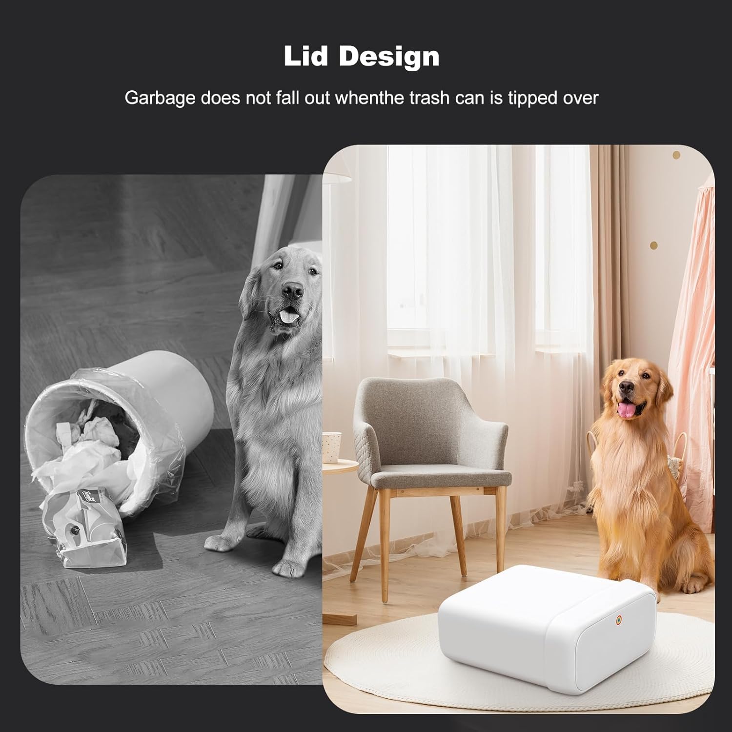 funest Bathroom Small Trash Can with Lid, 13 Liter/3.4 Gallon Slim Garbage Bin with Press Top Lid, White Wastebasket for Bedroom, Office, Kitchen, RV - Image 3