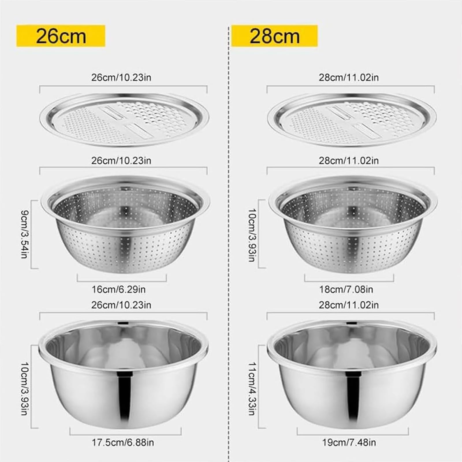 GERMANY DESIGNED 5in1 Multifunktionales Edelstahl Becken Set mit Reibe, Sieb, Abflusskorb & Salatbereiter - Premium Küche Rührschüssel für Gemüse, Obst und Nudeln