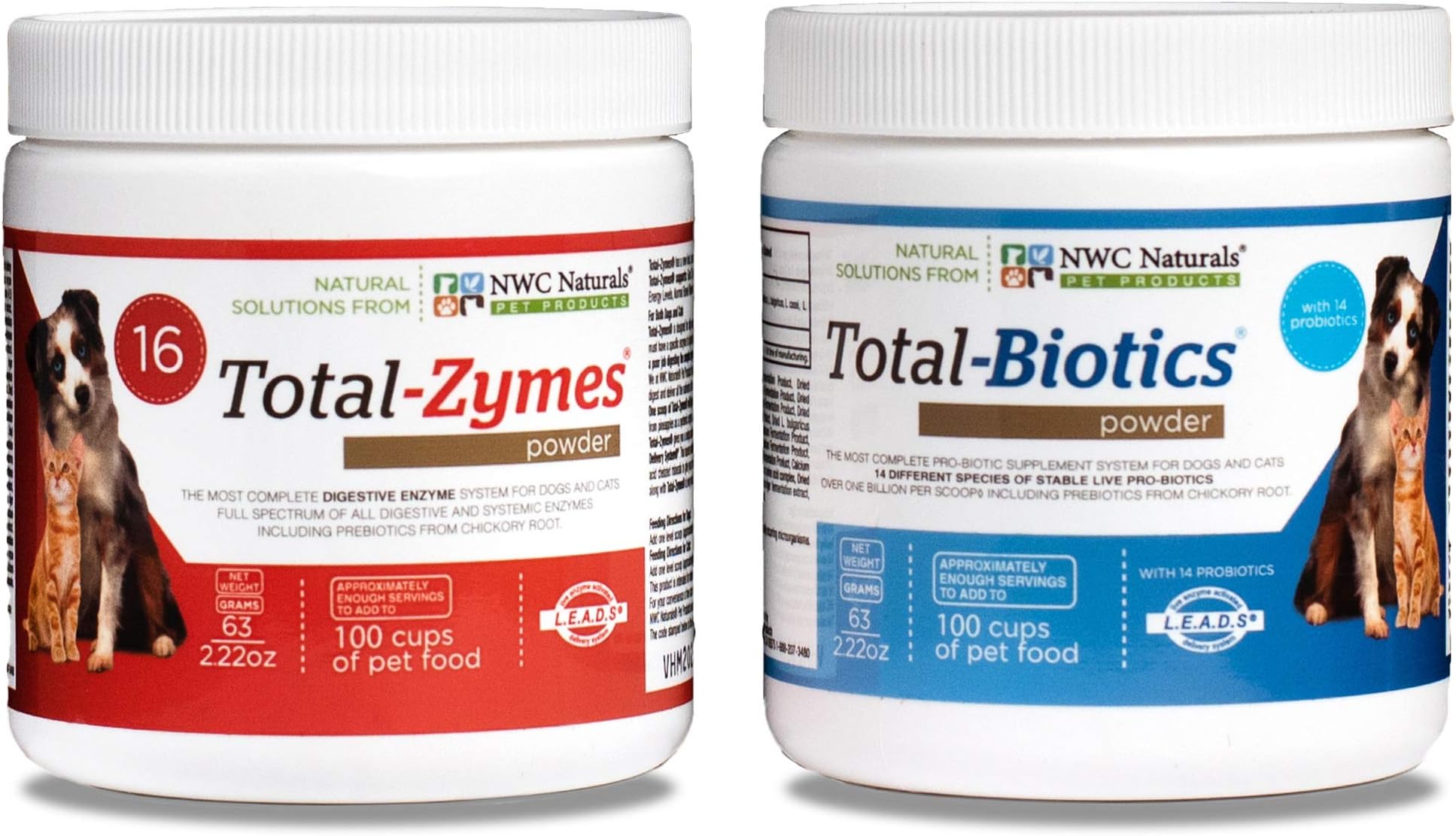 NWC Naturals Total-Digestion Mini-twin Pack Total-Zymes, Total-Biotics Each Jar Treats 100 Cups of Food by Natural Wellness Centers of America Inc [Pet Supplies]