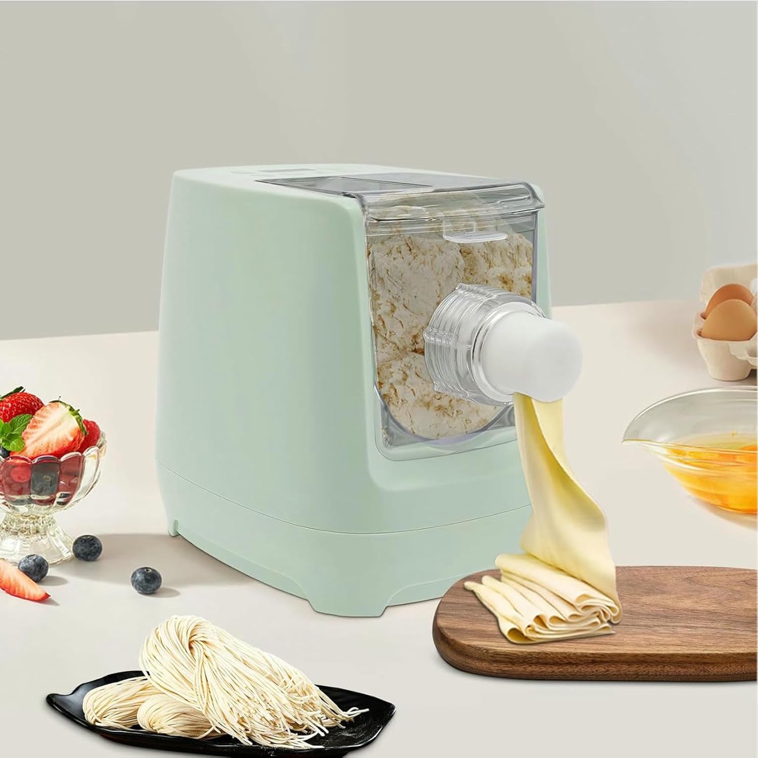 260W Automatic Pasta Machine, Electric Pasta Noodle Machine, 13 Noodle Shapes Pasta Machine With Measuring Cup, Can Make Long Noodles, Spaghetti, Macaroni