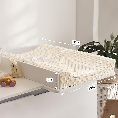 Miniatura 2 de Susurration Fundas para cambiador, paquete de 2 fundas de felpa Minky Dots para cambiar pañales, 33 x 17 x 7 pulgadas, ultra suaves, para bebés,
