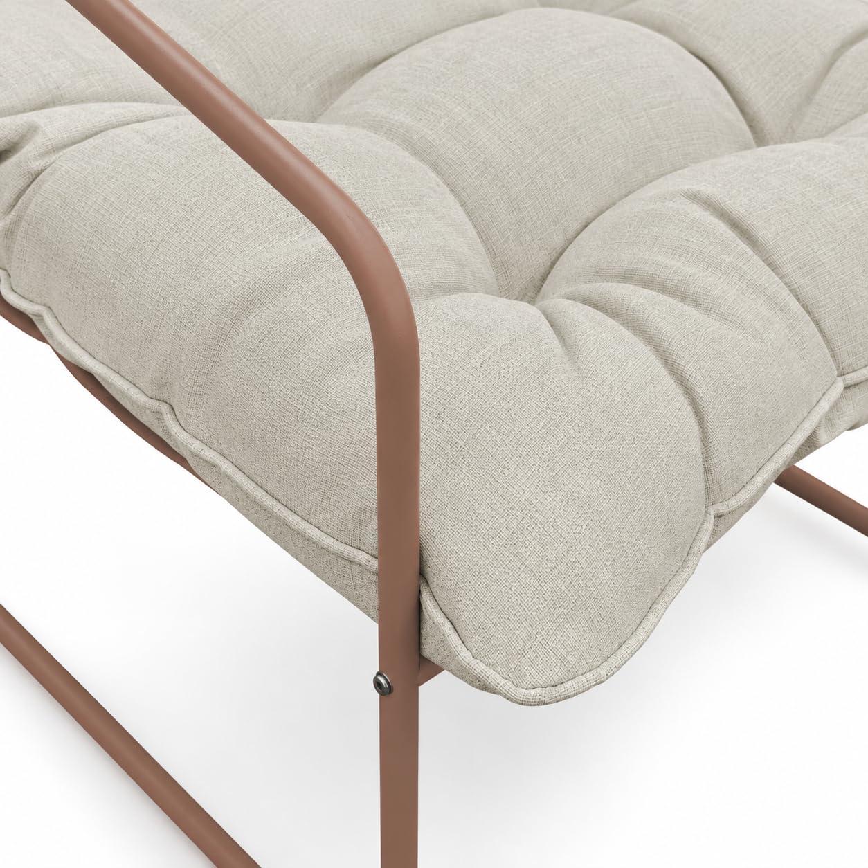 Brigros Estosa - Set Salotto da Giardino 2 Posti con 2 Poltrone e Tavolino, Arredo Esterno in Acciaio Zincato Mocha Mousse con Cuscini Beige Idrorepellenti, Set Relax Outdoor