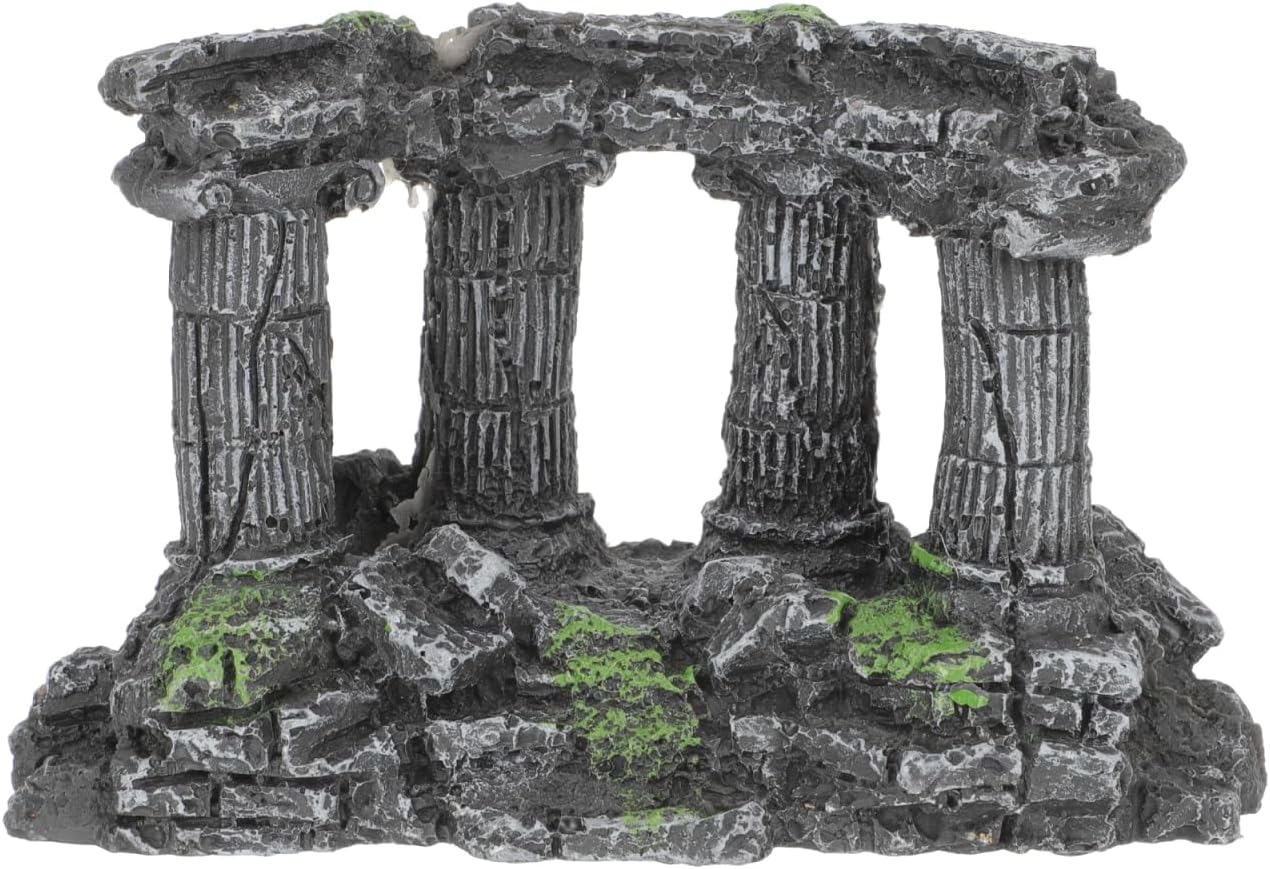 PRETYZOOM Roman Column Aquarium Decor Resin Fish Tank Ornaments 6.29X3.93X2.36 Inches Roman Pillars Landscape Decoration for Betta and Goldfish Tanks