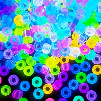 Glow in The Dark Pony Beads, 1000+pcs 6x9mm Kandi Beads for Bracelets