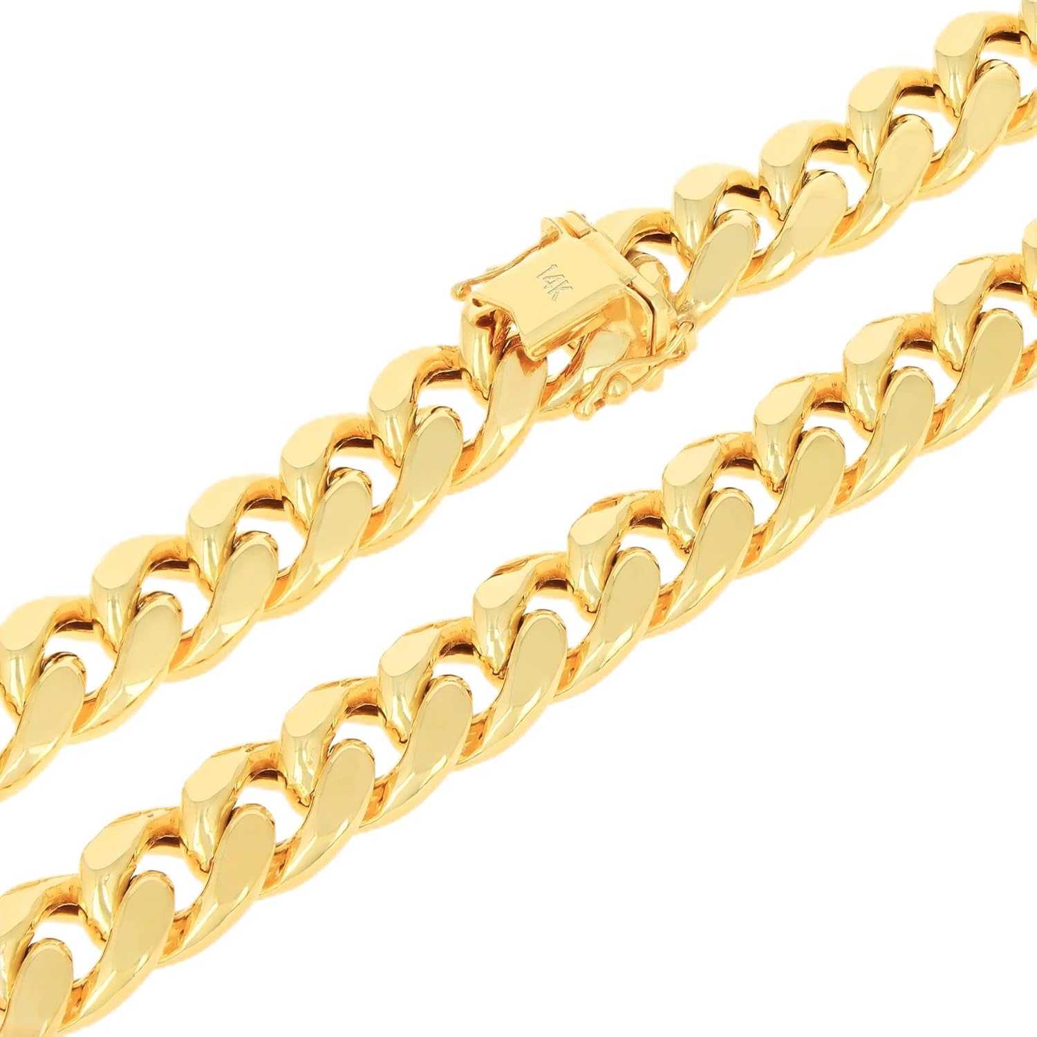 Nuragold 14k Real Yellow Gold Miami Cuban Link 11mm Thick Chain Necklace (20"-30") Italian Jewelry for Men