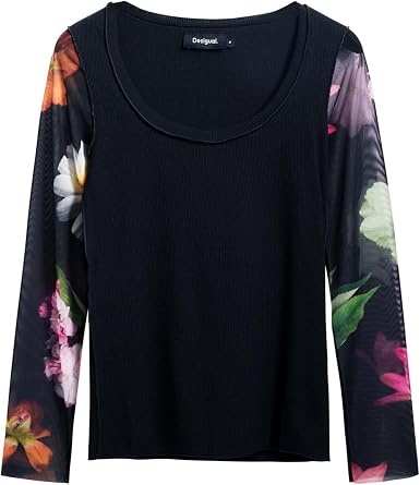 Desigual Womens T-Shirt with Printed Sleeves